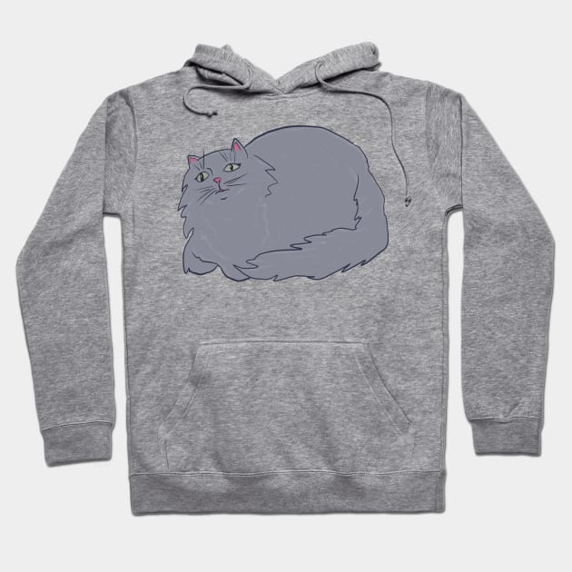 Fluffy Gray Cat Hoodie by ericamhf86